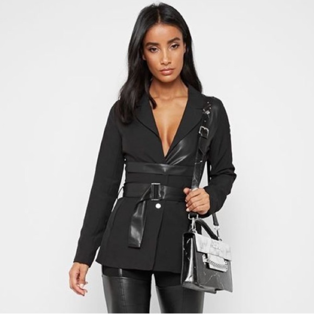 Maniere De Voir Black Blazer with Belt